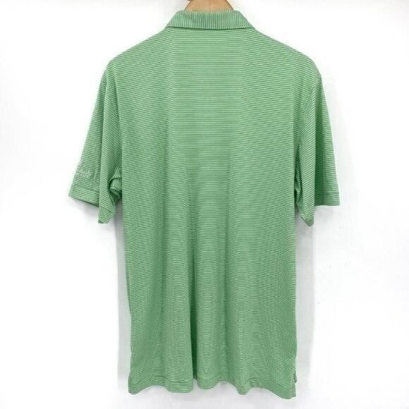 Peter Millar Green Short Sleeve Stretch Striped UPF 50 Collared Polo Large Shirt - Picture 3 of 7